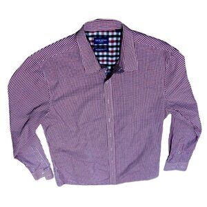 Nick Dunn Men's Size Large Checked Long Sleeve Red White Button Down Shirt